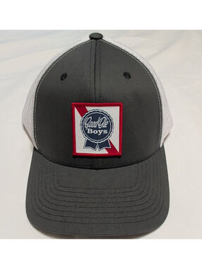 Good Ole Boys Logo Patch Trucker Hat Mesh Back Adjustable One Size Gray White
